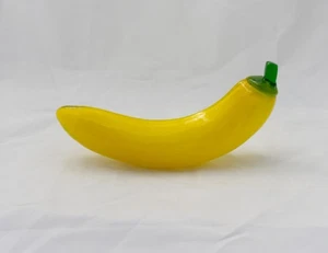 Vintage Murano Style Hand Blown Glass Banana Fruit Decor Art Yellow 7.5” (#1) - Picture 1 of 6