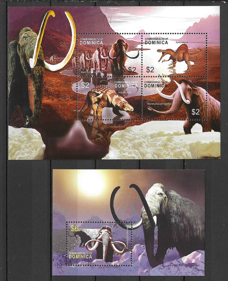 Dominica 2004 Wildlife Prehistoric Fauna Dinosaur compl MS + SS MNH - Image 1 of 1