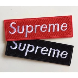 Supreme Red and White Logo Embroidered Patch Iron On Sew On Street wear Fashion - Picture 1 of 4