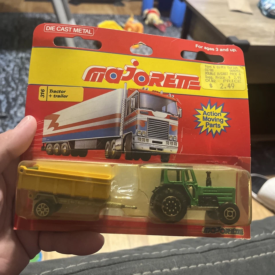 Majorette #316 Farm Tractor & Trailer Action Moving Parts France - Image 1 of 4