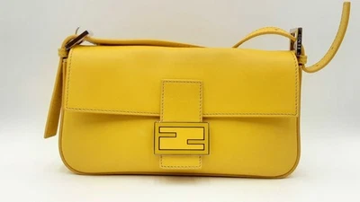 Bandolera Fendi Baguette de cuero amarillo Sd0425wizdu Foto 1 de 4