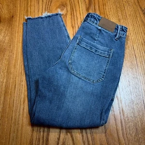 Judy Blue Drawstring Jogger Jeans Damen 5/27 (28x25) Raw Hem Crop Mid Rise - Bild 1 von 10