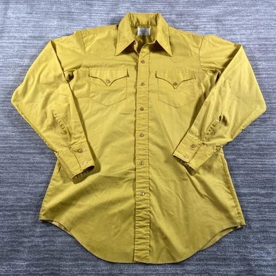 Vintage H Bar C Shirt Mens 15-34 Western Long Tail California Ranchwear 70s - Image 1 of 4