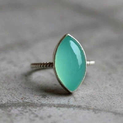 Calcedonio Marchesa Gemma Anello 925 Argento Sterling Artigianale Regalo per Lei - Immagine 1 di 4