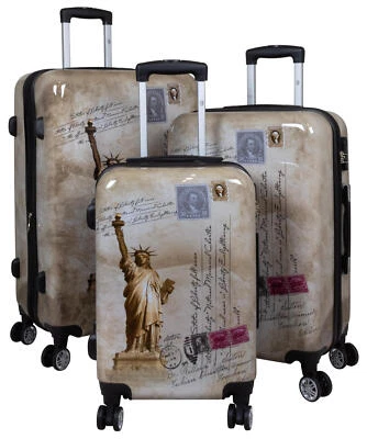 Trolley Koffer 3tlg. Set Hartschale Dehnfalte L+XL Motiv New York Gr. M+L+XL - Bild 1 von 4