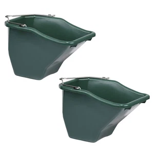 Little Giant 10-Quart Plastic Flat Back Livestock Feed Bucket, Green (2 Pack) - Picture 1 of 2