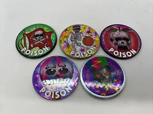 5 Vintage 1990s POG Heavy Metal Slammers Poison, Skulls - Picture 1 of 7