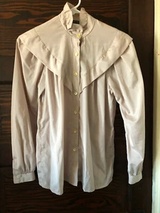 Vintage 80's PATTY WOODARD Women's Blouse Gray Size Small Long Sleeve Ruffles - Picture 1 of 5
