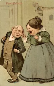 Vintage Artist Comic Postcard - 'Henpecked Husband' - 1910s (2) - Dutch Stamp - Picture 1 of 2