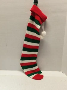 Vintage 1980 Kurt S Adler Acryl rot weiß & grün gestreift Weihnachtsstrumpf - Bild 1 von 9