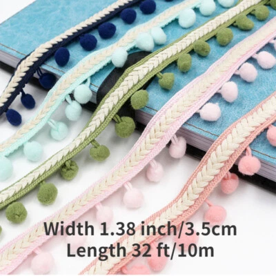 10M Pom Pom Ball Tassel Trim Fringe Edge DIY Curtain Cushion Sewing Decor Craft - Image 1 of 4