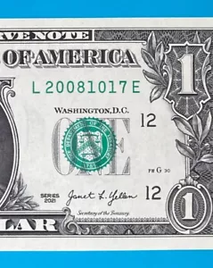 2008 October 17 : L 20081017 E BIRTHDAY Note $1 One Dollar Bill *UNC* - Picture 1 of 3