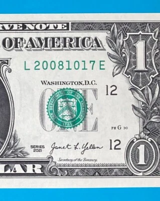 2008 October 17 : L 20081017 E BIRTHDAY Note $1 One Dollar Bill *UNC* - Image 1 of 3