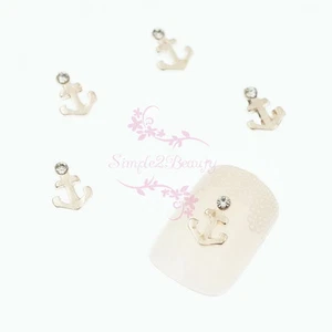 20pcs Summer Rose Gold Anchor Shape Metal Alloy Charms Nail Art Manicur 3D Decor - Picture 1 of 5