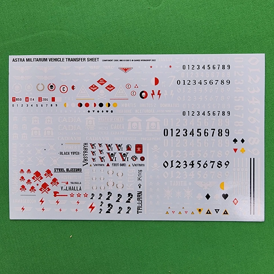 Hoja de transferencia de vehículo tanque Astra Militarum Guardia Imperial Foto 1 de 1