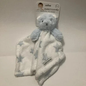 Blankets and Beyond Bear Stars Blanket Blue White Gray Lovey Comforter Star New - Picture 1 of 7