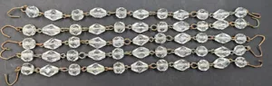 Antik Vintage facettierte Glas Kristall Perlen an Messing Kette 7" vor 1920 1 Stück - Bild 1 von 7