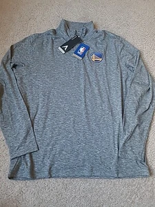 Men's Antigua Heather Black Golden State Warriors Hunk Quarter-Zip Pullover Top - Picture 1 of 8