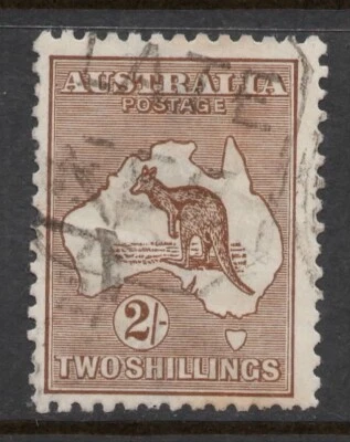 AUSTRALIA 1916 2/- BROWN KANGAROO (DIE II) 3rd. WMK VFU PERF.12  SG.41 LATE FEE - Image 1 of 2
