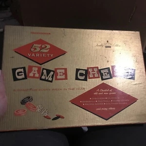 NIB 1958 Transogram 52 Variety GAME CHEST complete - Checkers / Football + - Picture 1 of 6
