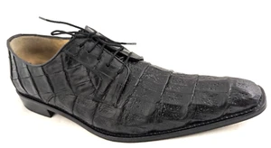 Scarpe stringate Oxford nere BELVEDERE da uomo ORIGINALE COCCODRILLO US 10N $898 EUC! * - Foto 1 di 10