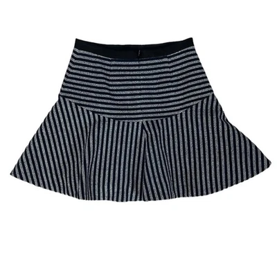 J.Crew 女式蓝色粗花呢修身喇叭条纹裙 4 码 — 第 1/4 张图片