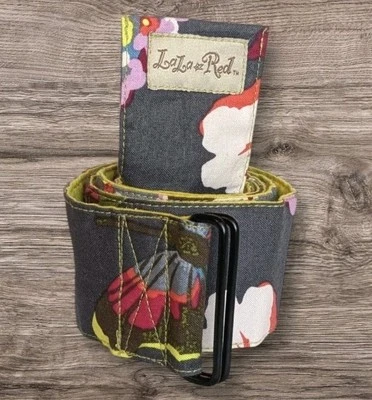 Cinturón Ancho Reversible Tela Mariposa Festival Lala Rojo Floral Hecho a Mano Boho Foto 1 de 4