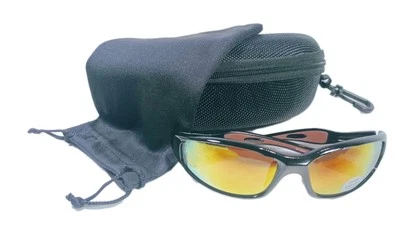 Gafas de sol Sportwrap con marco negro/naranja y lentes estilo Revo naranja/amarillo Foto 1 de 2