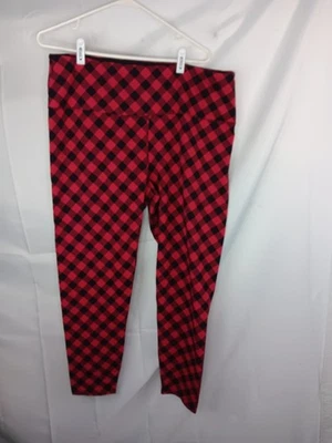 Leggings suaves para mujer talla XL revolucionarios control de barriga rojos a cuadros elásticos Foto 1 de 3