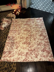 Romantica tenda country francese Toile de Jouy rossa bianca biancheria da letto doppia gonna custodia - Foto 1 di 24