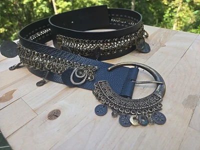 Dije de cadena de cuero hecho a mano para mujer bohemio personalizado cinturón gyspía estilo romaní Foto 1 de 4