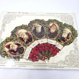 Reproduction 1901 Victorian Santa Claus Fan Shaped Christmas Card Old Print Fcty - Picture 1 of 12