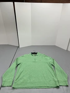 Tommy Hilfiger Sweater Mens Large Green Half Zip Pullover Lightweight Casual - Picture 1 of 6