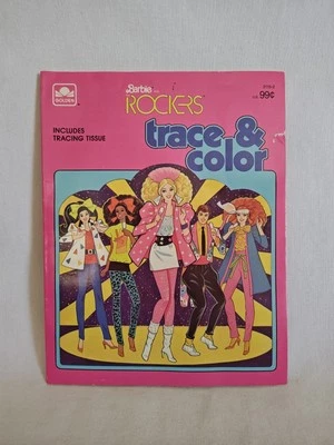 Vintage Golden 1986 BARBIE ROCKERS Trace & Coloring Book Paperback Uncolored - Image 1 of 4