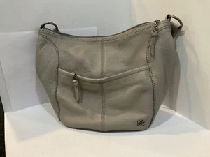 The Sak Damen Schultertasche Handtasche hellgrau Leder mehrere Taschen Reißverschluss H6 - Bild 1 von 6