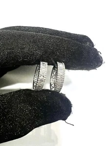 Baguette and Round Brilliant 1.01 cts Diamond H VS2 W/Gold hoop huggies earring - Picture 1 of 7