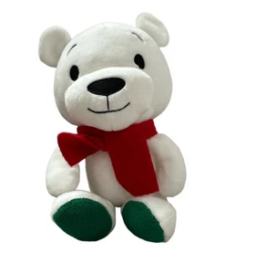Hallmark Christmas Holiday White 9" Bear Plush Stuffed Animal Red Winter Scarf - Picture 1 of 2