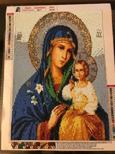 Ready to Frame Pearl & Diamond Embroidery Mary & Jesus - See Description - Picture 1 of 2