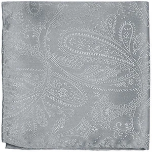 New men's polyester paisley silver hankie pocket square formal wedding party - Picture 1 of 2