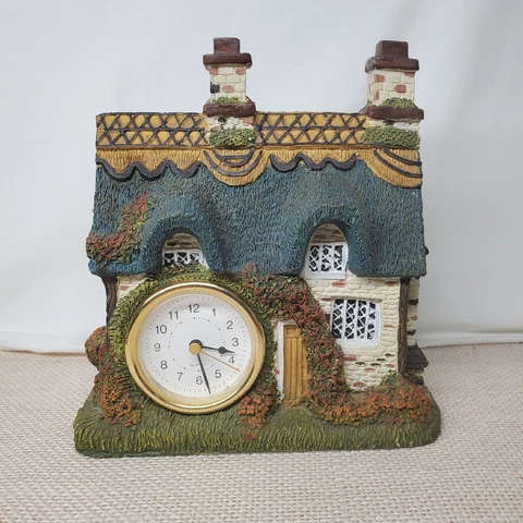 Vintage Cottagecore Clock Brick Victorian House 2 Chimney Garden Ceramic Cover