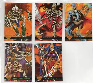 Juego de 5 cartas de persecución Skeleton Warriors Glow in the Dark Fleer Ultra - Imagen 1 de 1