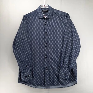 Coogi Luxe Shirt Mens L 16.5/17 Blue Long Sleeve Flip Cuff Button Up - Picture 1 of 10