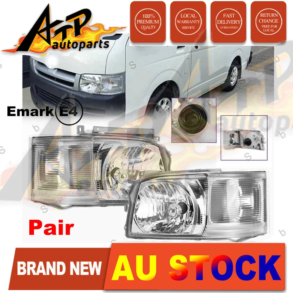 Pair Head Light Lamp For Toyota Hiace/Commuter TRH KDH Van Bus 2005~2010 Chrome - image 1 of 4