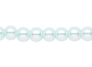 2 Strands(130) Light Blue 6mm Round Glass Pearl Beads with 1.1-1.2mm Hole - Imagen 1 de 2