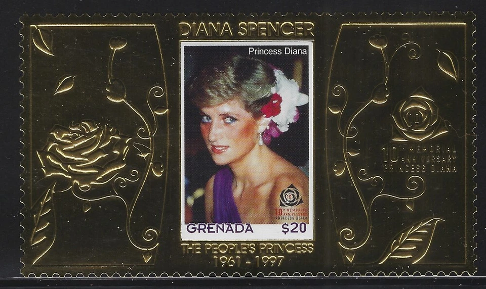 Grenada 1998 $20 Princess Diana Gold Foil Sc# 2768 NH - Image 1 of 1