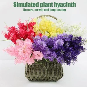 Artificial Flower Bouquet 5 Heads Hyacinth 33cm Purple White Pink V2R2 N6E7 - Picture 1 of 28