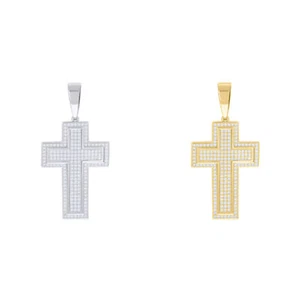 925 Sterling Silver Moissanite Men's Latin Cross Pendant Religious Charm | 1 Ct. - Picture 1 of 3