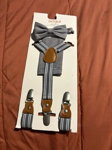 Cat & Jack Boys' Suspender Set Bow Tie/Suspenders & Pocket Square Set Gray - Picture 1 of 3
