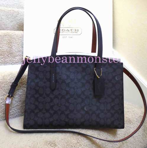 BORSA A TRACOLLA COACH 31210 FIRMA CHARLIE PORTAFOGLIO blu antracite NUOVA