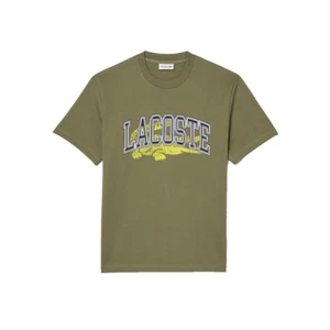 Camisa Lacoste Hombres Talla S Camiseta Caqui Verde Calce Clásico Algodón Jersey Estampado Nueva - Imagen 1 de 3